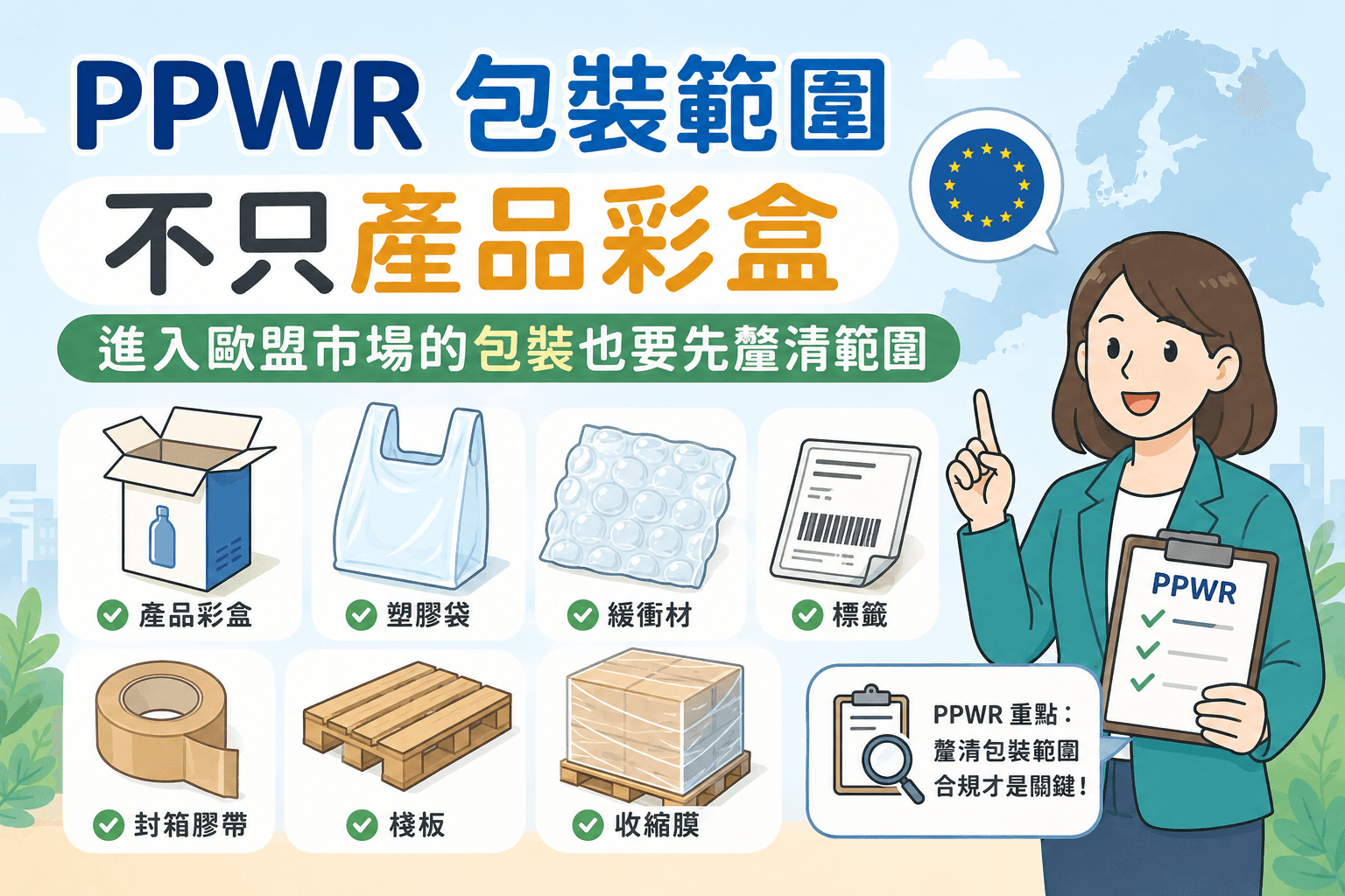 新包裝材法規 (EU) 2025/40 是什麼 - 產品範圍篇