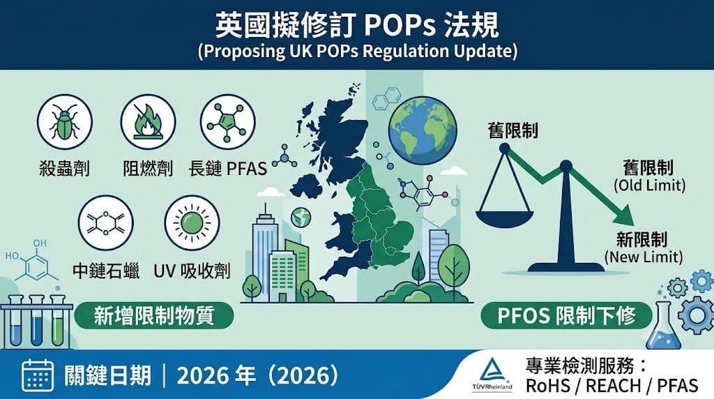 英國擬修訂 POPs 法規：新增五項持久性有機污染物限制並下修 PFOS 限制值